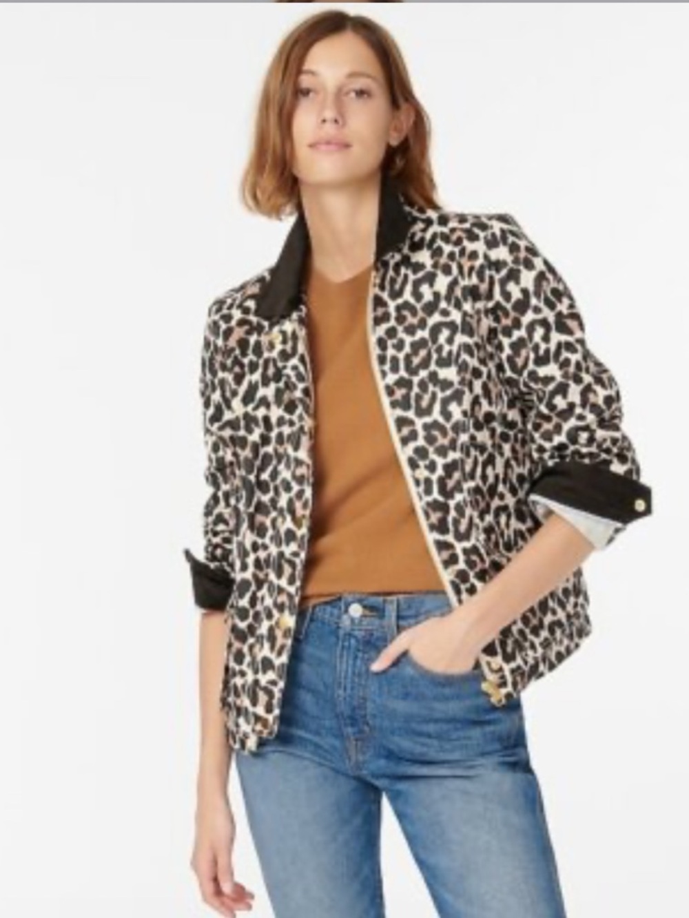 J. Crew Wax Coated Barn Jacket in Leopard Print Brown Size XS